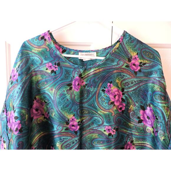 Featherbed Women's Sleep Shirt Satin Floral Size L - Picture 2 of 5